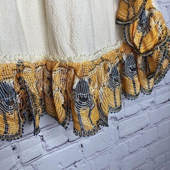 Leon Max Embroidered Cotton Boho Ruffle Sleeveless Artsy Top M - Picture 5 of 12